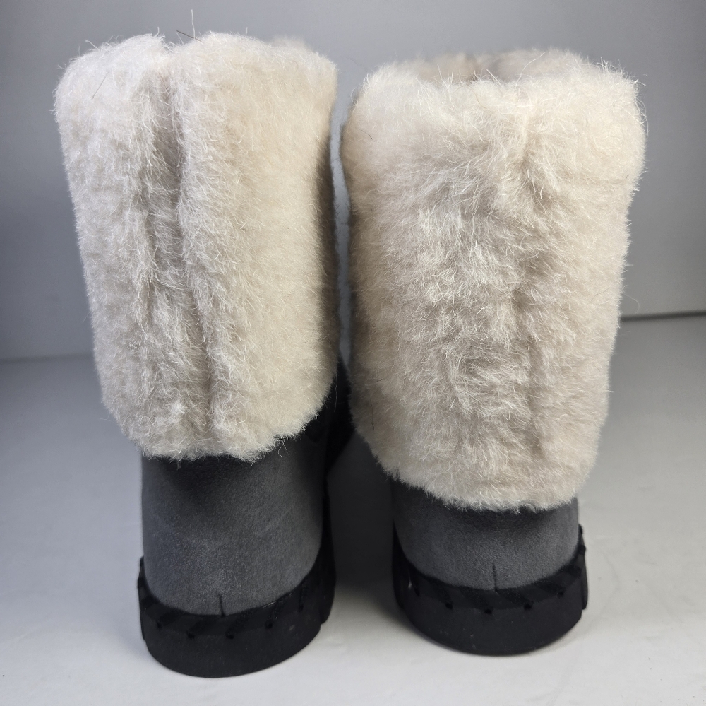 NEW Muk Luks Womens Flexi Montauk Boots Size 7 Gray Suede Faux Fur Winter Snow - Picture 5 of 8
